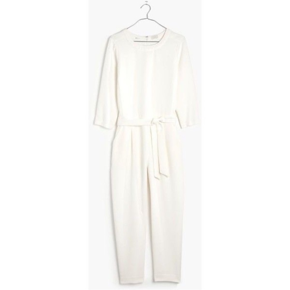 Madewell Sloan Belted Jumpsuit in Cream White NWT